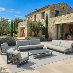 Poltrona da giardino in alluminio Long Beach Antracite e grigio chiaro