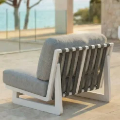 Poltrona da giardino in alluminio Long Beach Bianco cenere e tortora