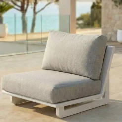 Poltrona da giardino in alluminio Long Beach Bianco cenere e tortora