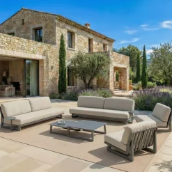 Poltrona da giardino in alluminio Long Beach Grigio antracite e tortora