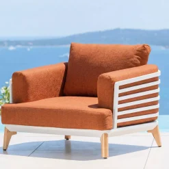 Poltrona da giardino in alluminio Monte Carlo Bianco e terracotta