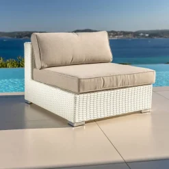 Poltrona da giardino in resina intrecciata Palma Bianco e tortora