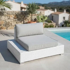 Poltrona da giardino in resina intrecciata Palma Bianco e grigio