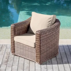Poltrona da giardino in resina intrecciata Calvi Seppia e tortora