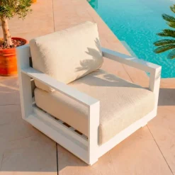 Poltrona da giardino relax in alluminio Elba Bianco e beige