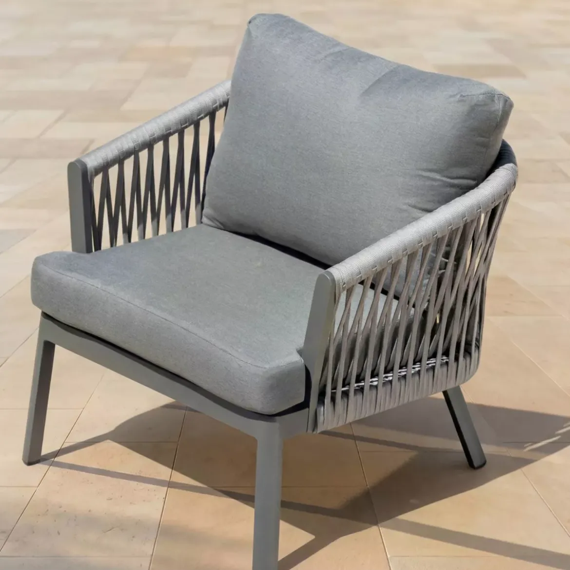 Poltrona da giardino rilassante in alluminio Amalfi Grigio antracite