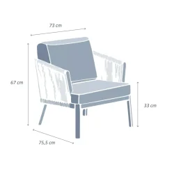 Poltrona da giardino rilassante in alluminio Amalfi Grigio antracite