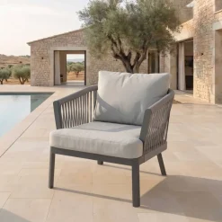Poltrona da giardino rilassante in alluminio Amalfi Grigio antracite e grigio chiaro