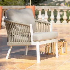 Poltrona da giardino rilassante in alluminio Amalfi Bianco e tortora