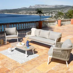 Poltrona da giardino rilassante in alluminio Amalfi Bianco e tortora