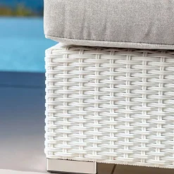 Poltrona da giardino senza braccioli in resina intrecciata Palma Bianco e grigio