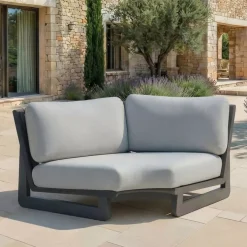 Poltrona d'angolo da giardino in alluminio Long Beach Grigio antracite e grigio chiaro