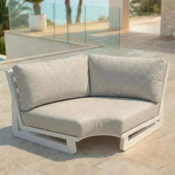 Poltrona d'angolo da giardino in alluminio Long Beach Bianco cenere e beige