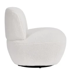 Poltrona girevole in bouclé (seduta 45 cm) Nyxor Ecru