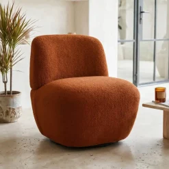 Poltrona girevole in bouclé (seduta 45 cm) Nyxor Terracotta