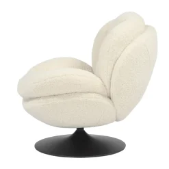 Poltrona girevole in bouclé (seduta 46 cm) Lomy Bianco