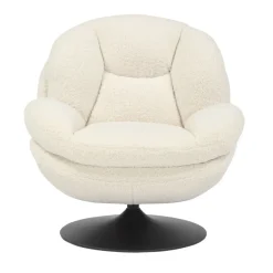 Poltrona girevole in bouclé (seduta 46 cm) Lomy Bianco
