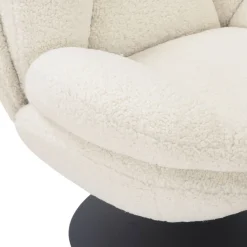 Poltrona girevole in bouclé (seduta 46 cm) Lomy Bianco