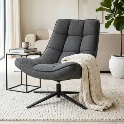 Poltrona girevole in tessuto (seduta 43 cm) Oxxo Grigio antracite