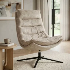 Poltrona girevole in tessuto (seduta 45 cm) Brava Beige