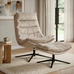 Poltrona girevole in tessuto (seduta 45 cm) Brava Beige