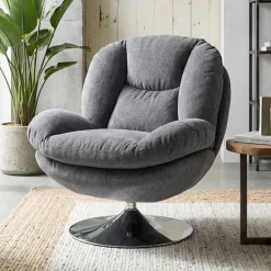 Poltrona girevole in tessuto (seduta 46 cm) Lomy Grigio scuro