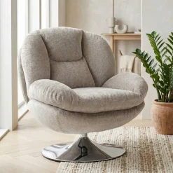 Poltrona girevole in tessuto (seduta 46 cm) Lomy Tortora