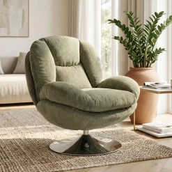 Poltrona girevole in tessuto (seduta 46 cm) Lomy Verde cachi