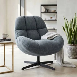 Poltrona girevole in tessuto (seduta 47 cm) Rezo Azzurro chiaro