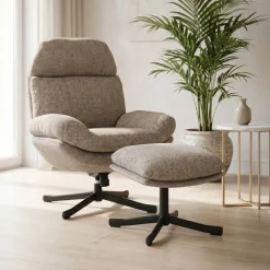 Poltrona girevole in tessuto (seduta 49 cm) Moor Beige Sabbia