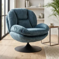 Poltrona girevole in velluto (seduta 46 cm) Lomy Blu grigio