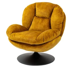 Poltrona girevole in velluto (seduta 46 cm) Lomy Giallo ocra