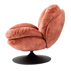 Poltrona girevole in velluto (seduta 46 cm) Lomy Rosa