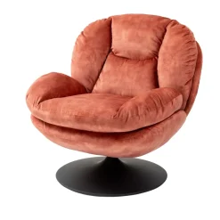 Poltrona girevole in velluto (seduta 46 cm) Lomy Rosa