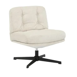 Poltrona girevole in velluto a coste (seduta 46 cm) Kult Ecru