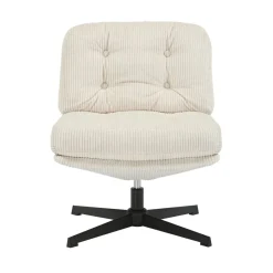 Poltrona girevole in velluto a coste (seduta 46 cm) Kult Ecru