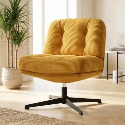 Poltrona girevole in velluto a coste (seduta 46 cm) Kult Miele