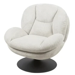 Poltrona girevole in velluto a coste (seduta 46 cm) Lomy Bianco