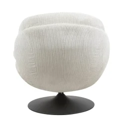 Poltrona girevole in velluto a coste (seduta 46 cm) Lomy Bianco
