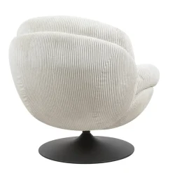 Poltrona girevole in velluto a coste (seduta 46 cm) Lomy Bianco