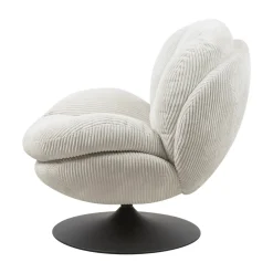 Poltrona girevole in velluto a coste (seduta 46 cm) Lomy Bianco