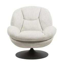 Poltrona girevole in velluto a coste (seduta 46 cm) Lomy Bianco