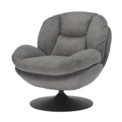Poltrona girevole in velluto a coste (seduta 46 cm) Lomy Grigio