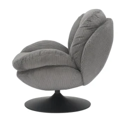 Poltrona girevole in velluto a coste (seduta 46 cm) Lomy Grigio