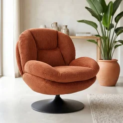 Poltrona girevole in velluto a coste (seduta 46 cm) Lomy Terracotta