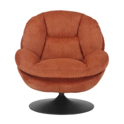 Poltrona girevole in velluto a coste (seduta 46 cm) Lomy Terracotta