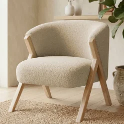 Poltrona in bouclé (H70 cm) Andy Beige sabbia