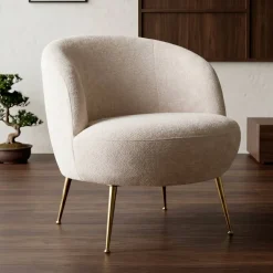 Poltrona in bouclé (H70 cm) Kara Beige sabbia