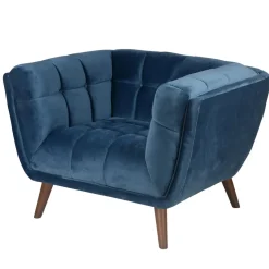 Poltrona in velluto (seduta 45 cm) Rory Blu scuro