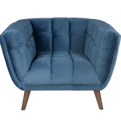 Poltrona in velluto (seduta 45 cm) Rory Blu scuro